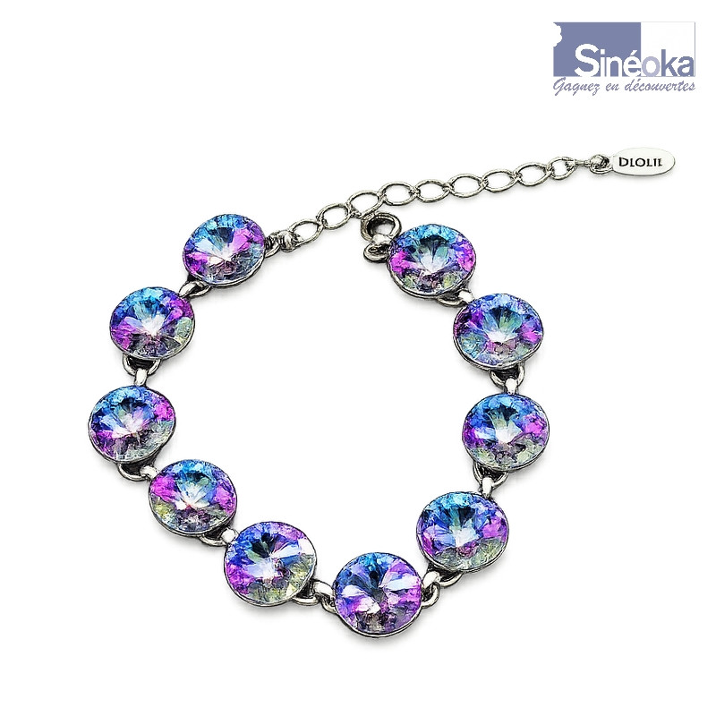 Bracelet Miloslava aux reflets bleu, violet et rose changeants.