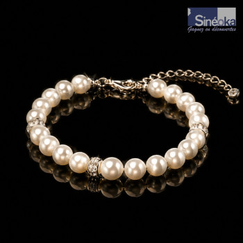 Bracelet tchèque Swarovski® Milada en perles Crystal Pearl White Pearl et strass Crystal. 2