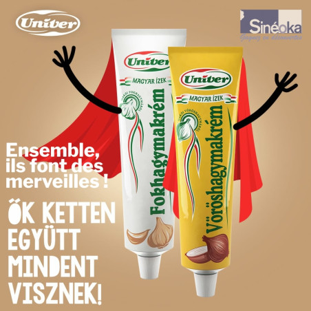 Le duo gagnant, crème d'ail et crème d'oignon.