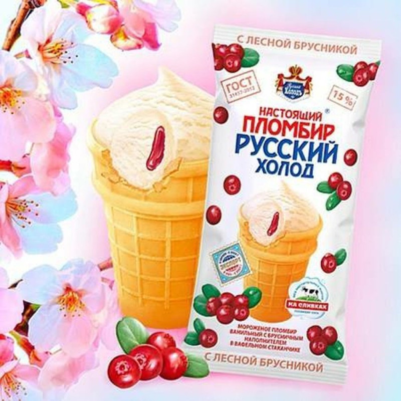 Crème glacée airelles Plombir cône - 90 g