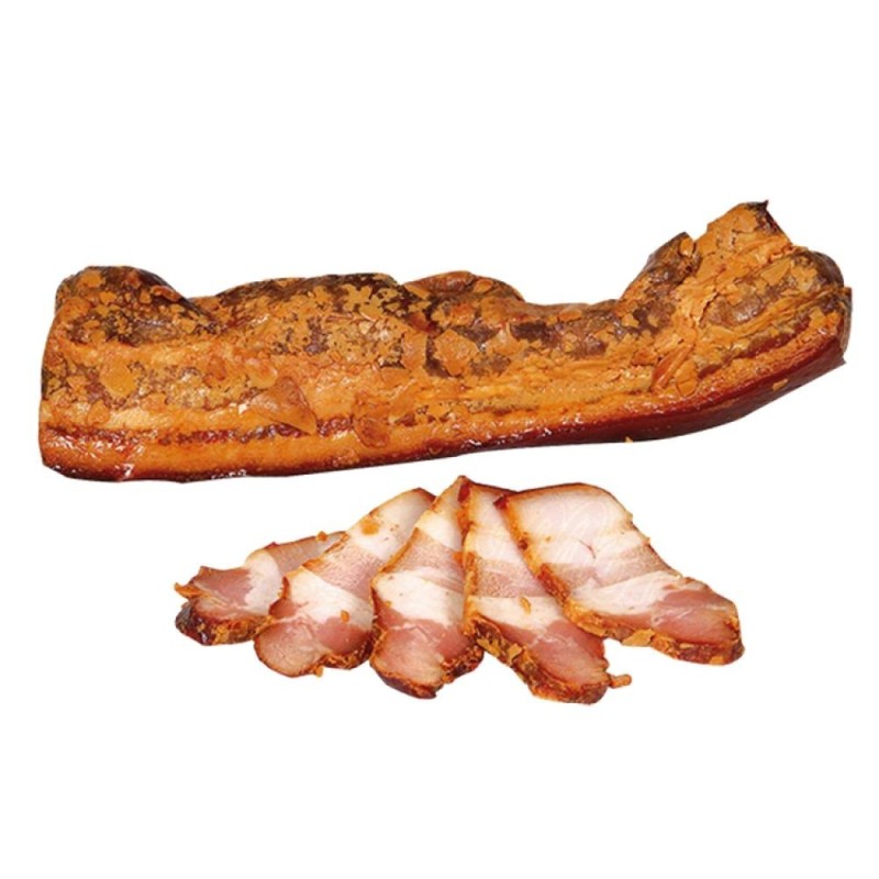 Lard à l'ail, fumé et salé à chaud - Poids...