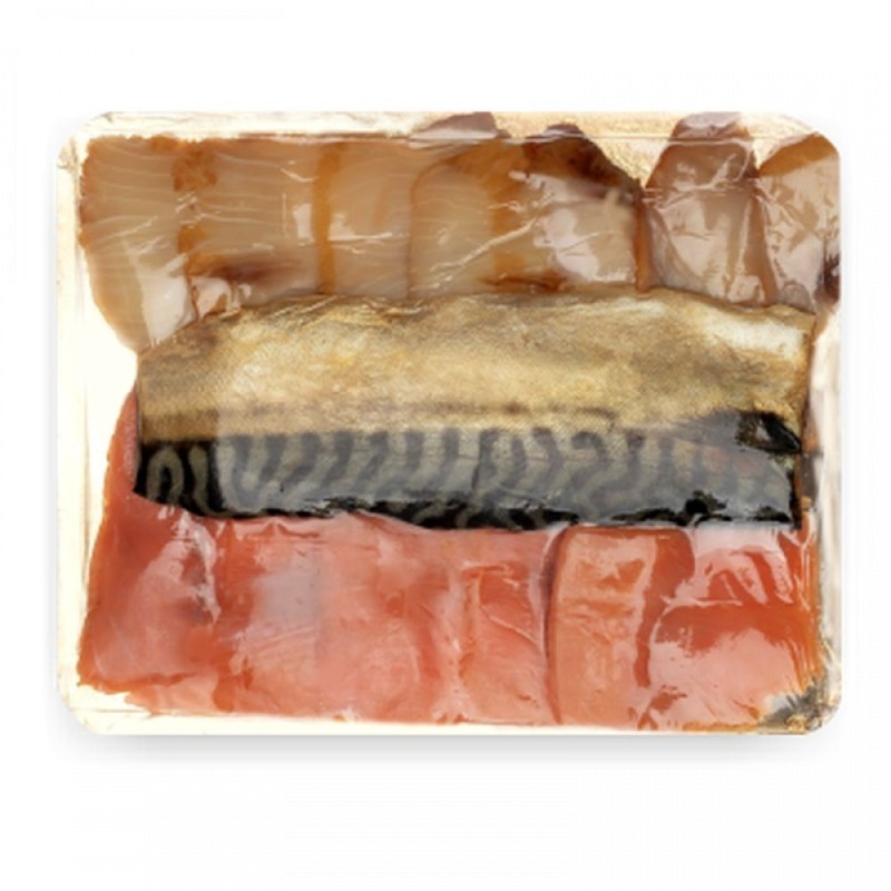 Filets de poissons fumés à froid, trio, saumon,...